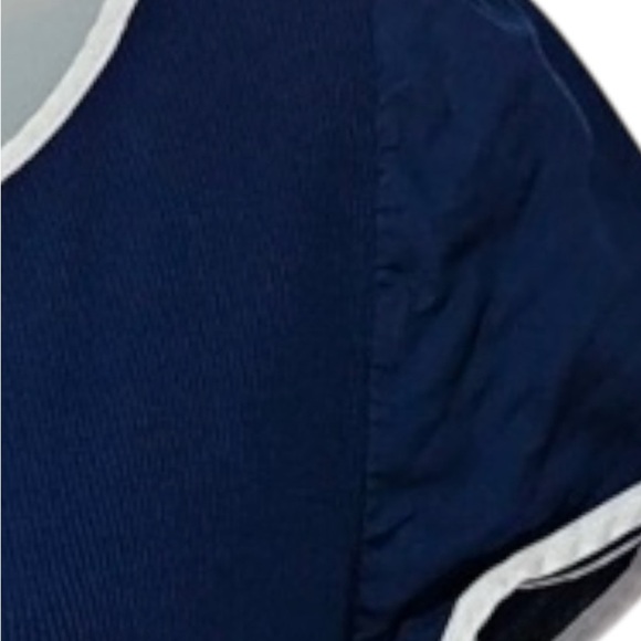 Ralph Lauren Vtg Ribbed Cap Ruffled Sleeve Navy Top Womens SZ M Casual Office - Picture 4 of 9